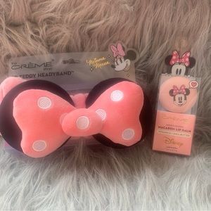 Disney Minnie Mouse beauty set plush bow makeup headband and lip balm 2 pc set